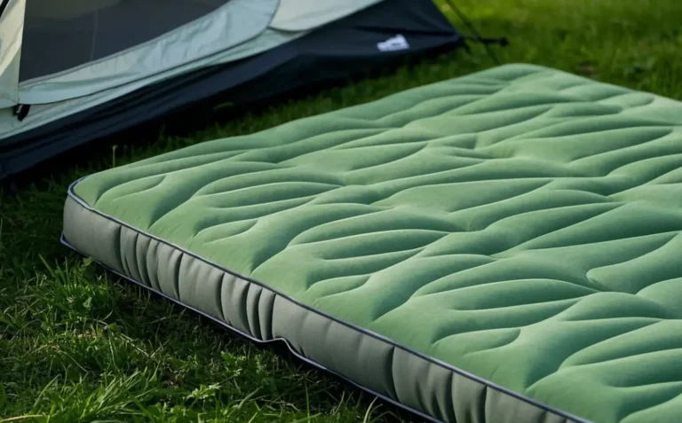 Detailed view of memory foam camping mattress texture