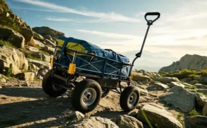 Rugged-camping-cart-on-mountain-terrain