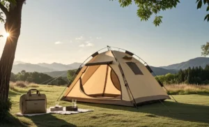 Set up your outdoor camping tent in the wild meadow and get ready for happy hour!